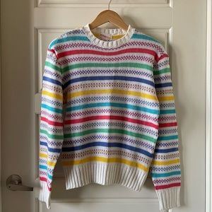 VINTAGE Celebration Pastel Stripe Checkered Crewneck Sweater Size Large